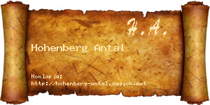 Hohenberg Antal névjegykártya